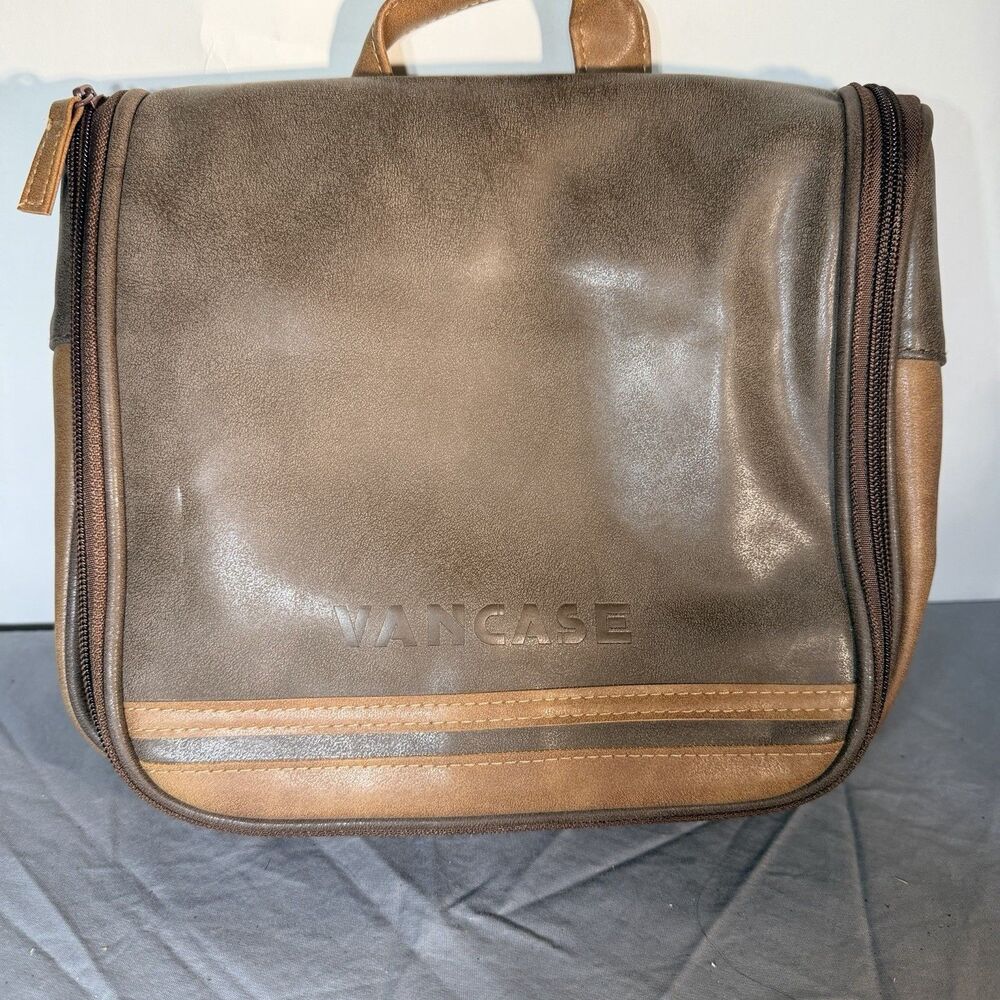 Vancase Hanging Toiletry Bag make up jewelry bag Travel Shaving Kit Leather